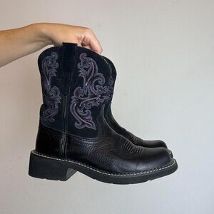Ariat Cowboy Western Square toe and square heel black leather boots